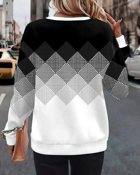Sweatshirt Karo Print Rundhals