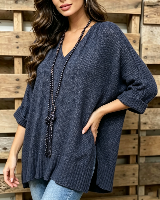 Pullover Durchbrochen Oversized Lässig