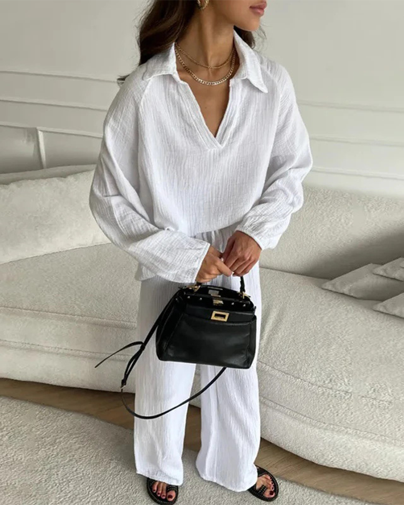 Set mit weit geschnittener Hose als Zweiteiler