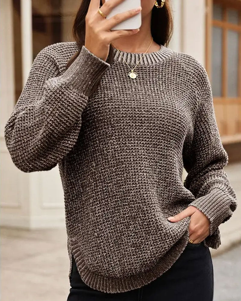 Langärmeliger Rundhals-Pullover