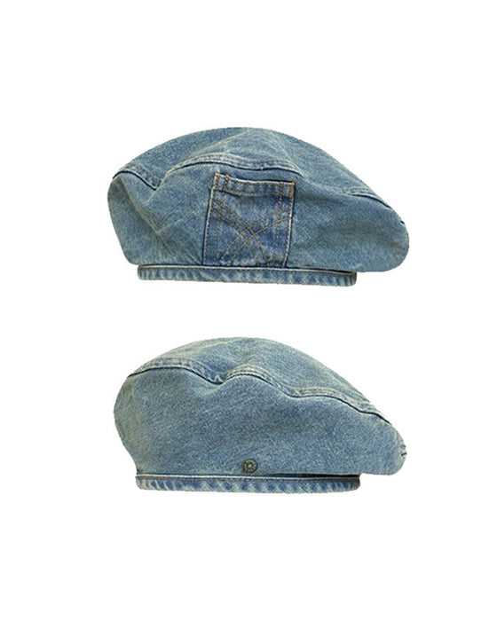 Baskenmütze Damen Vintage Denim