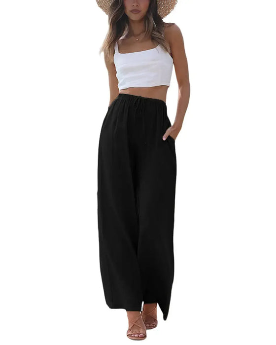 Hose Loose Fit Lässig Kordelzug Weit Bein