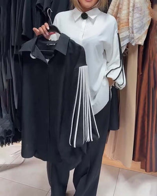 Hemd Kontrast Linie Langarm