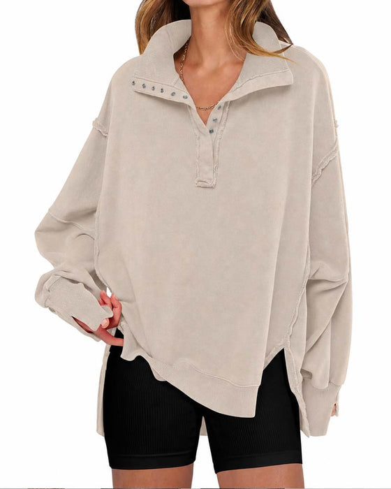 Sweatshirt Einfarbig Langarm