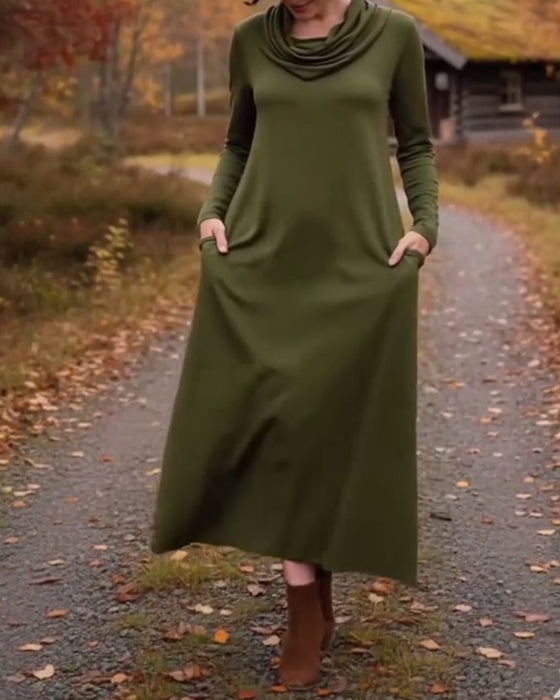 Kleid lässig einfache einfarbige Tasche