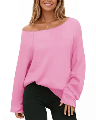 Sweatshirt Ein-Schulter Locker Uni