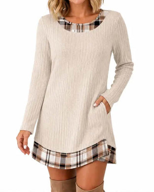 Kleid Kariert Faux Zweiteilig