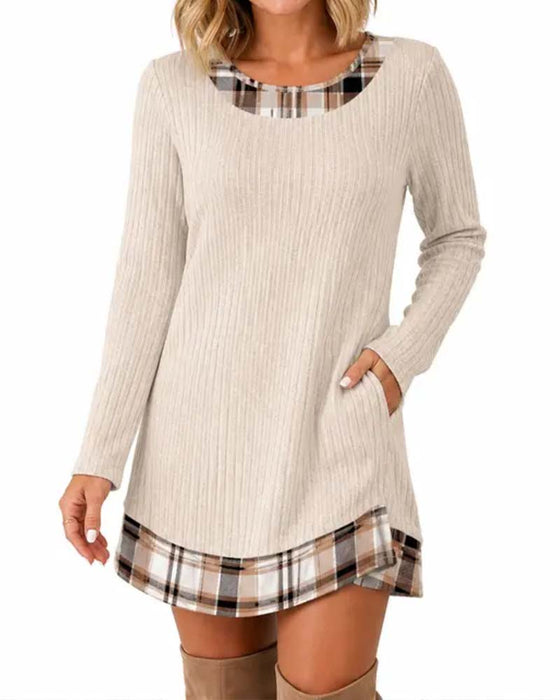 Kleid Kariert Faux Zweiteilig
