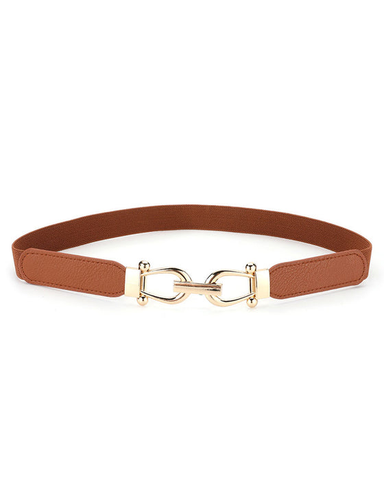 Damen Stretch Taillengürtel Retro Elastischer Schmaler Gürtel Für Damen Mit Goldschnalle