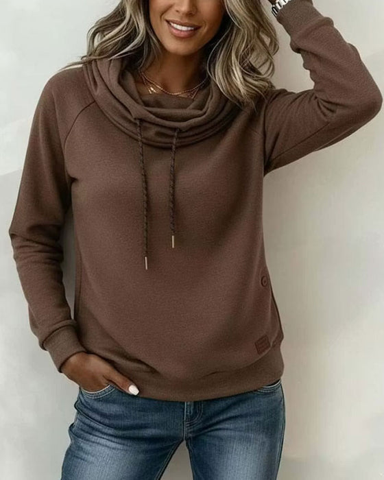 Sweatshirt Mock-Kragen Bindung Lässig Pullover