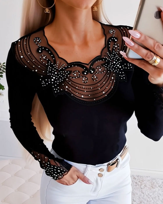 Top Mesh Hot Drilling Slim-Fit