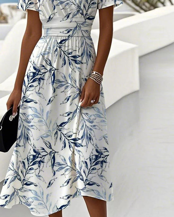Kleid Elegante Mit Botanisches Druck