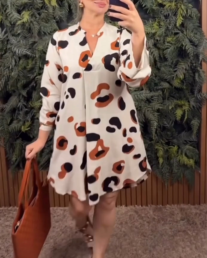 Kleid Bedruckt Langarm Locker