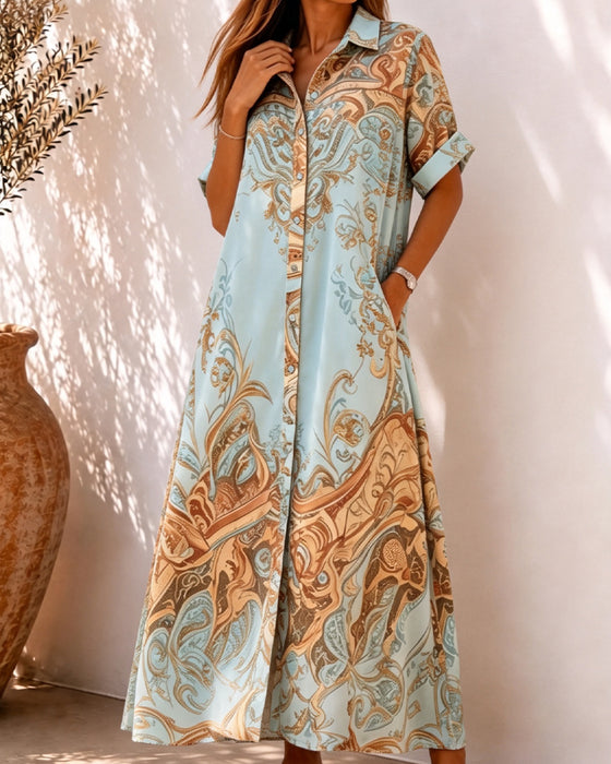 Kleid Hemdkragen Knopf Locker