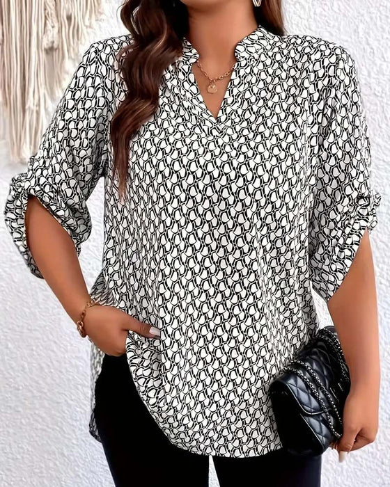 Bluse V-Ausschnitt Elegante Raffinierte Bohemian
