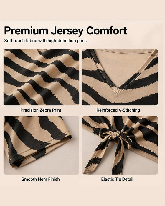 T-Shirt Elegant Zebra V-Ausschnitt