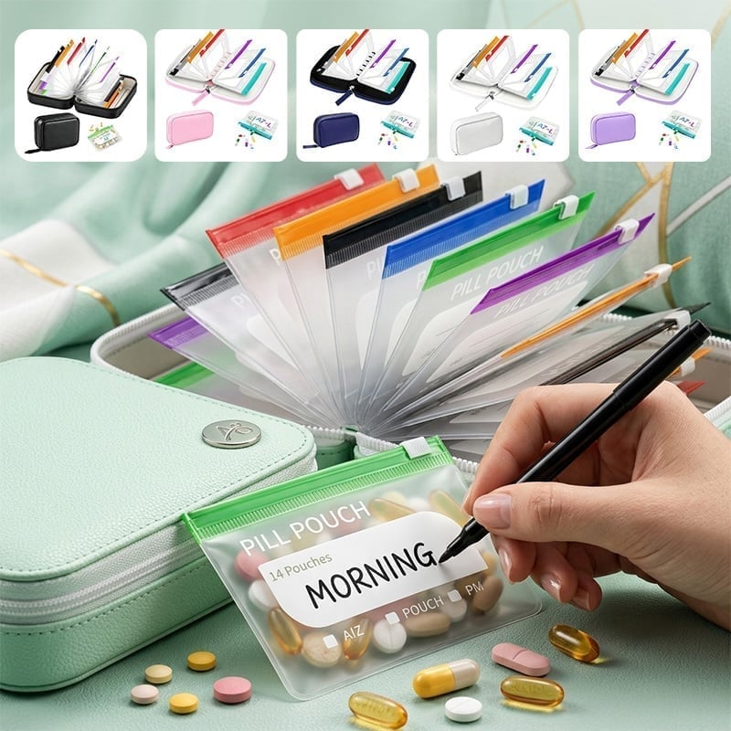 Premium wasserdichtes PU-Reise-Pillenbox-Set