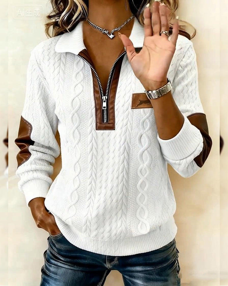 Langärmliges Sweatshirt mit Reißverschluss und Color-Blocking