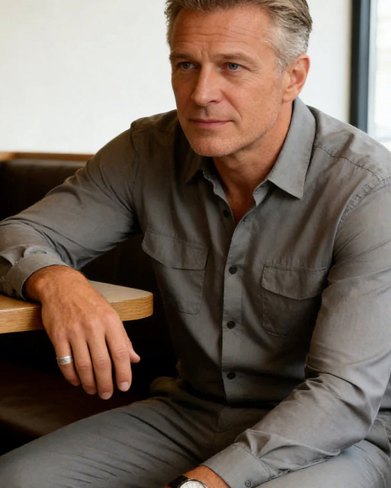 Herren 2-teiliger Unifarbener Spazieranzug - Locker geschnitten, knitterresistent, stilvoll