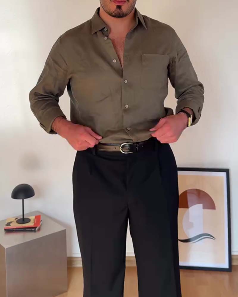 Hemd Herren Mit Kragen Tasche