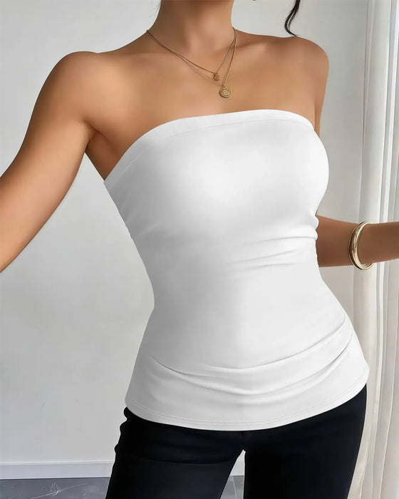 Tank Top Trägerlos Einfarbig Mode