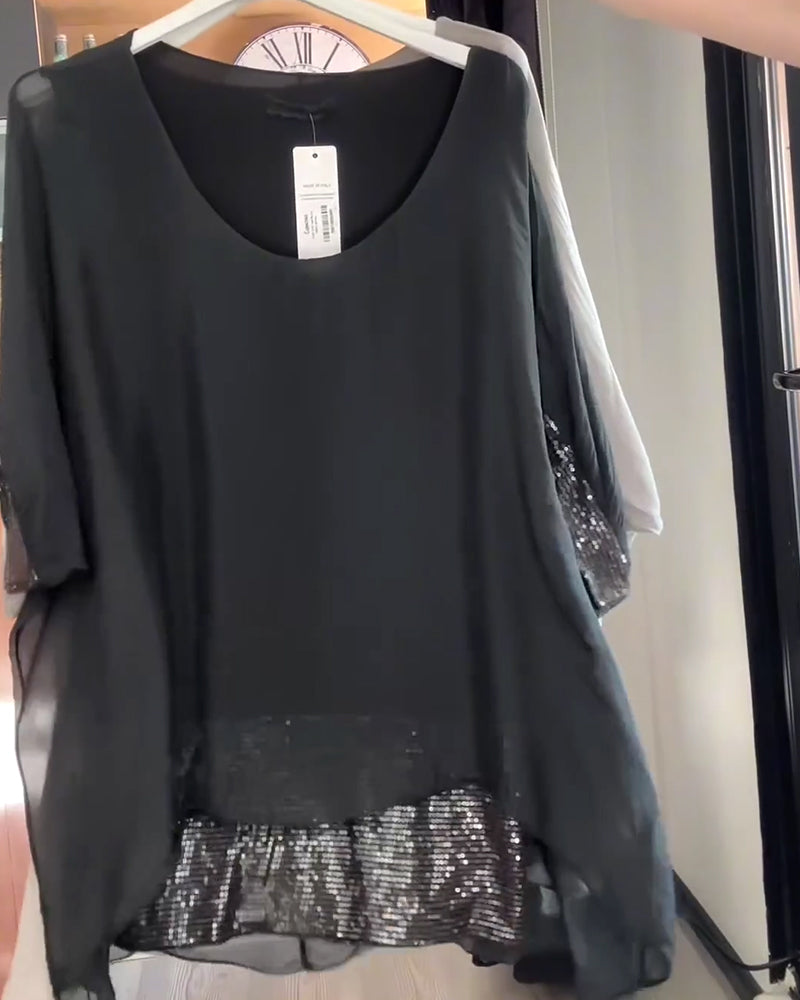 Top Paillette Zweiteilig Locker