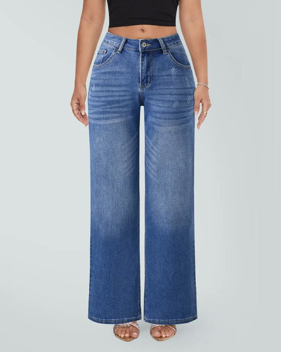 Jeans Hohe Taille Weites Bein