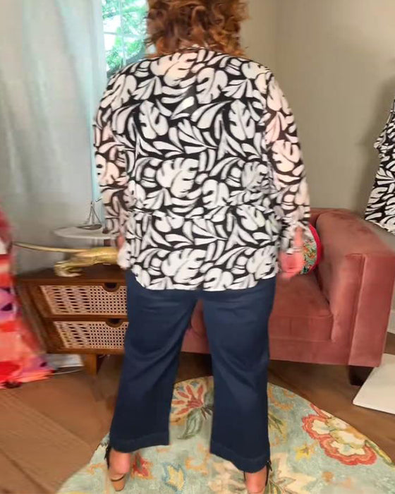Bluse Mit Locker, Bequem Und Blattmuster Merkmalen