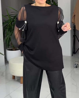 Top Modisch Netz Langarm