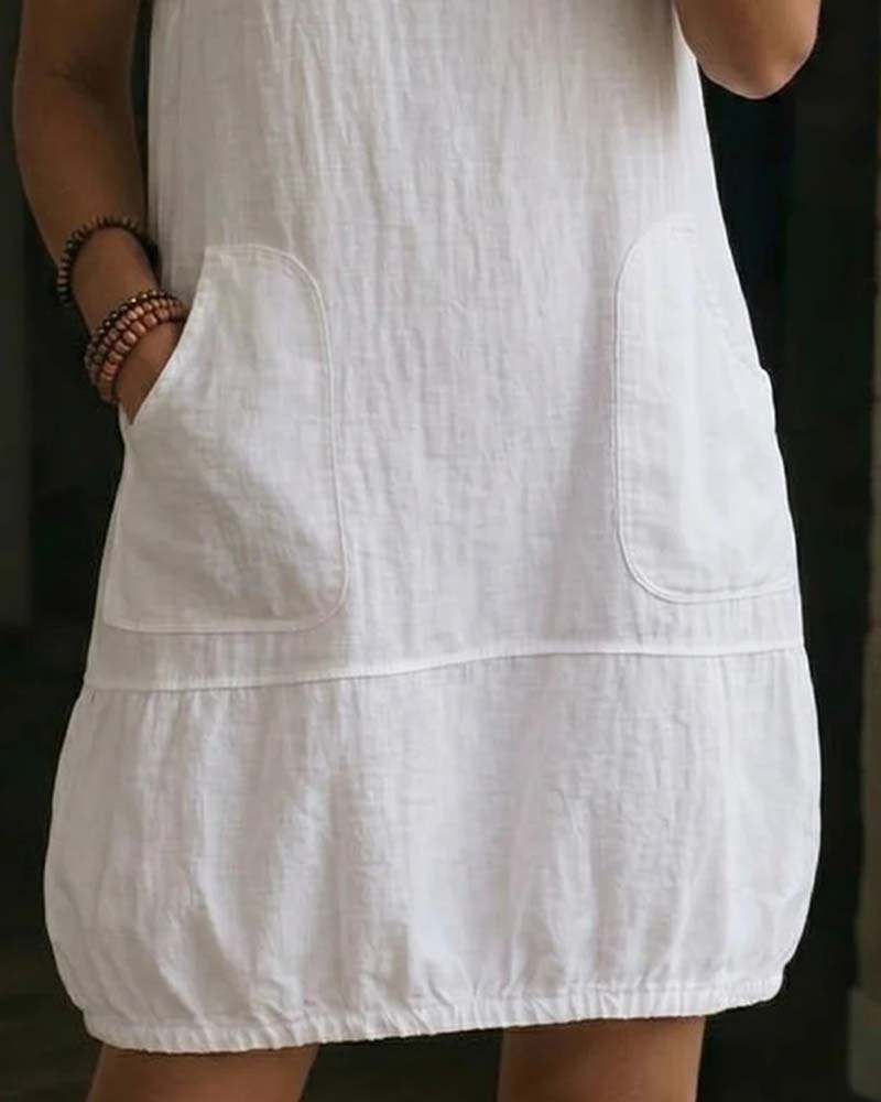 Kleid Ärmellos Loose Fit Einfarbig