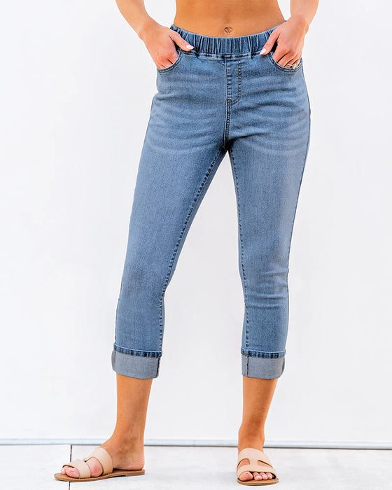 Jeans Elastische Taille Capri