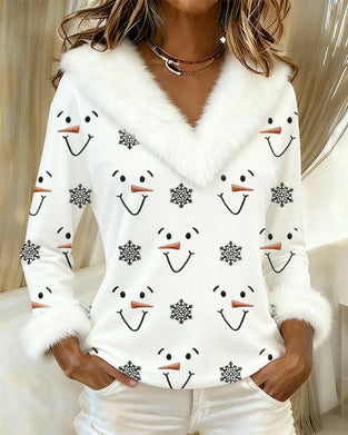 Oberteil modisch bedruckt Fellkragen