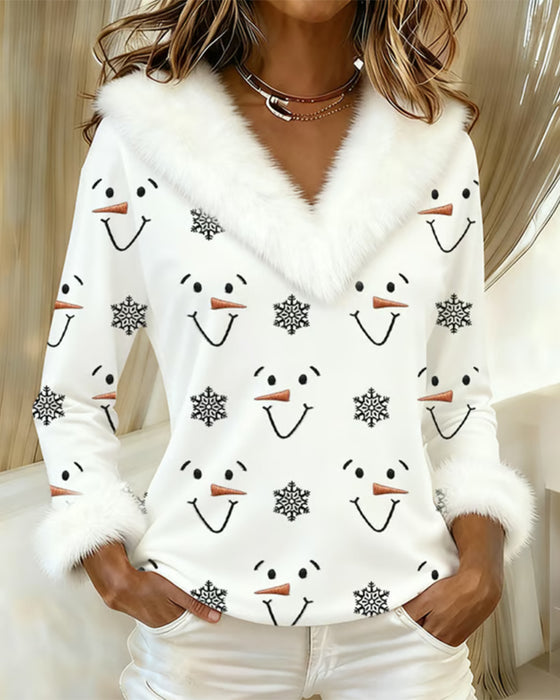 Oberteil modisch bedruckt Fellkragen