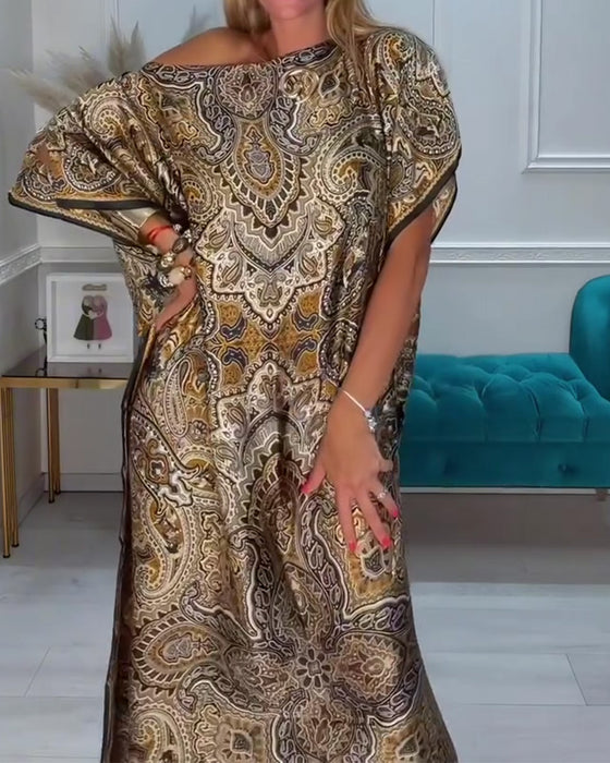 Kleid Ein-Schulter Asymmetrisch Off-Schulter Urlaub Maxi