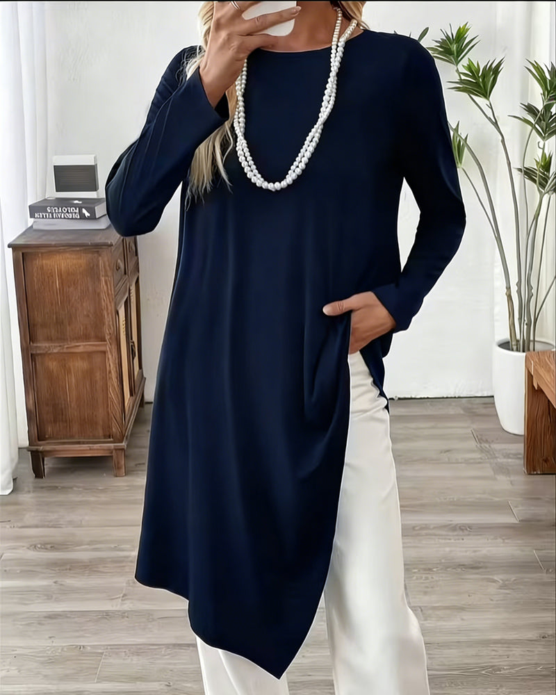 Top Asymmetrisch Midilänge Unifarben