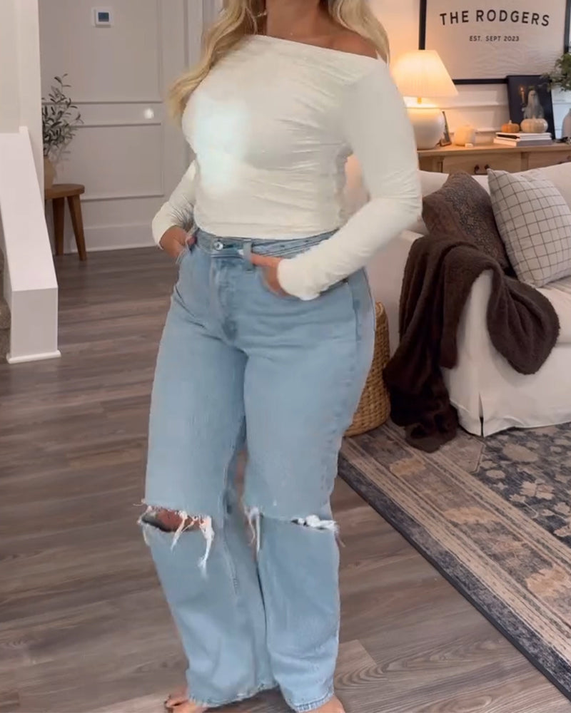 Top Ein Schulter Slim Fit Und Vielseitig