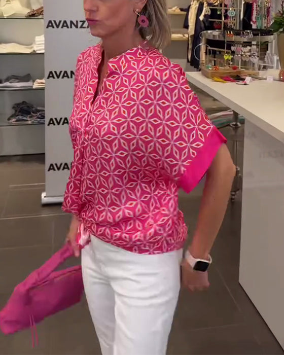 Bluse V-Ausschnitt Druck