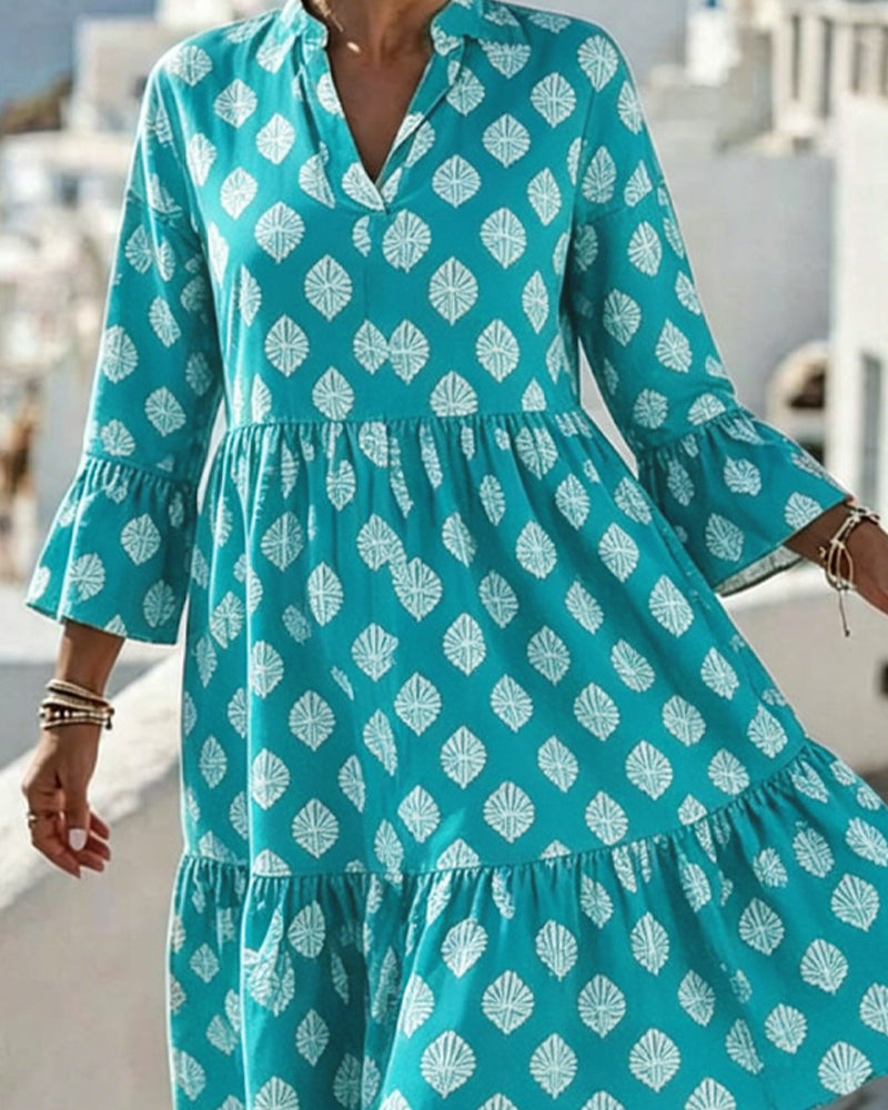 Kleid V-Ausschnitt Gedruckt