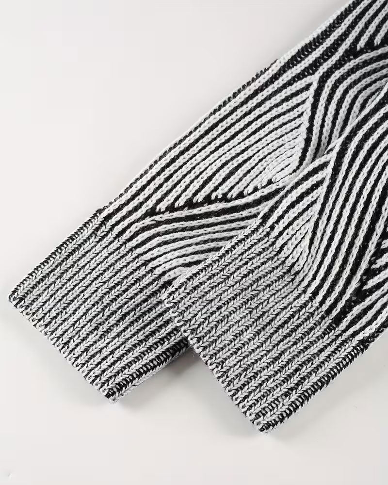 Pullover Geometrisch Gestreift V-Ausschnitt Langarm