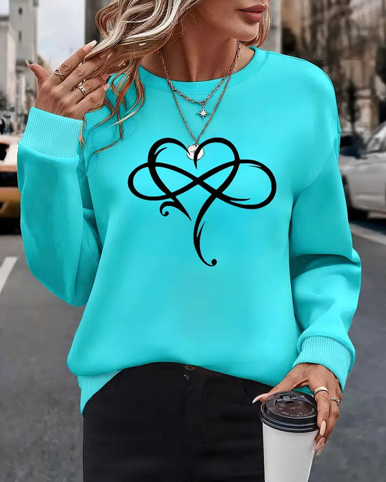 Sweatshirt Lässig Langärmlig Bedruckt Rundhals