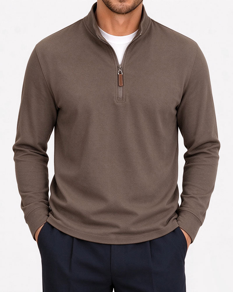 Herren Sweatshirt Halb-Zip Stehkragen Langarm
