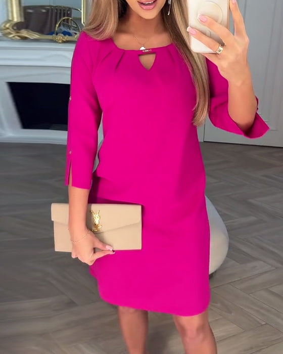Kleid elegant einfarbig hohl gerade