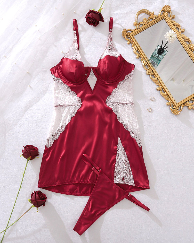 Nachthemd sexy Camisole Schlitz