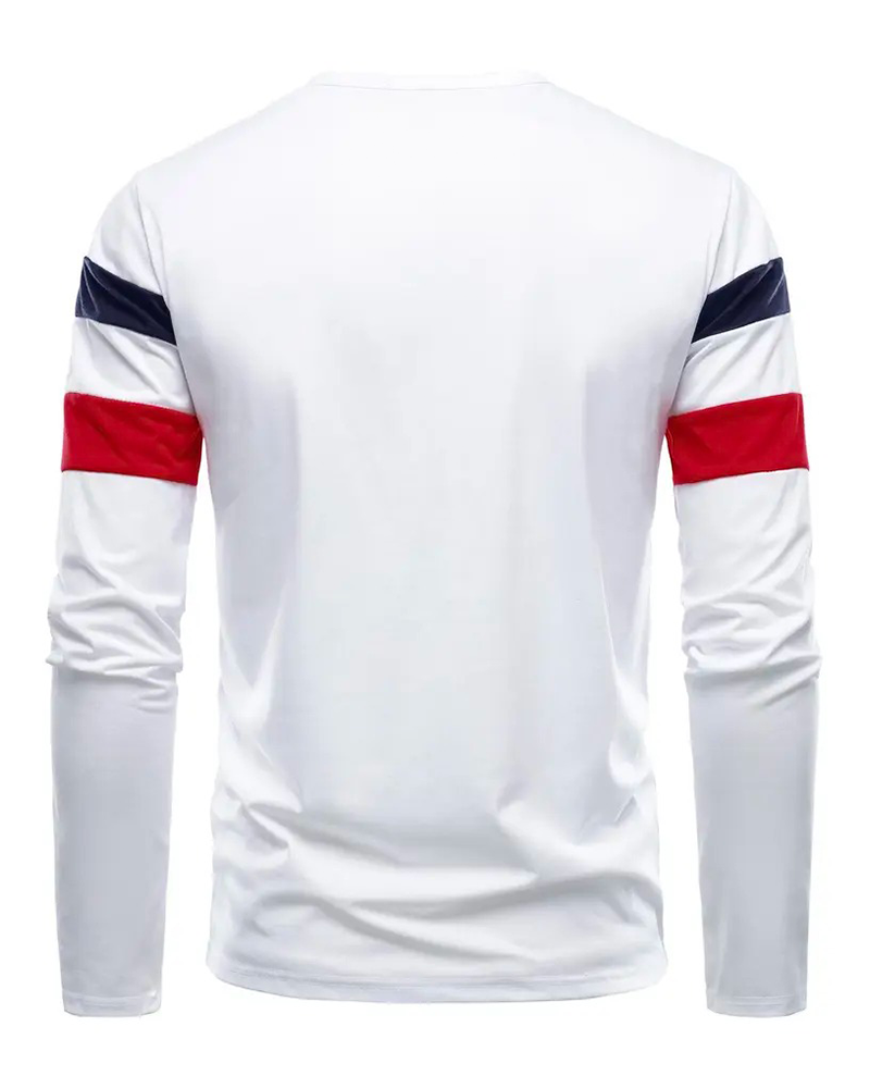 T-Shirt Rundhals Gestreift Langarm Herren