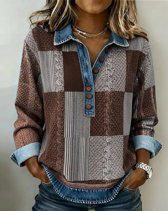 Sweatshirt mit langen Ärmeln und Colorblock-Print