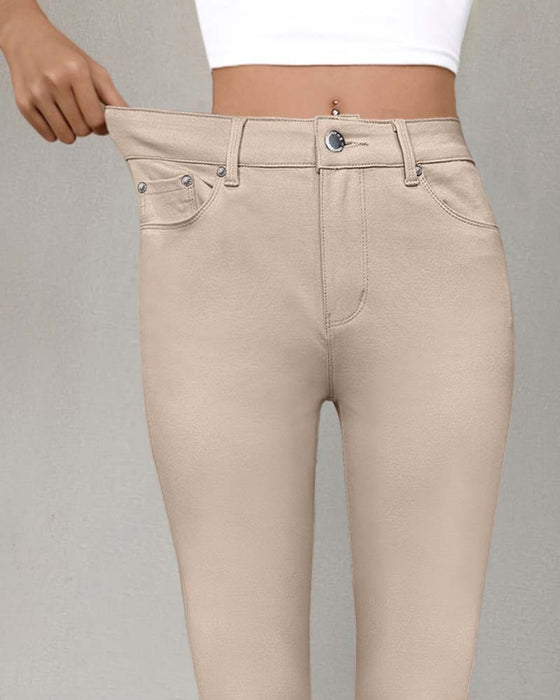 Hose Damen Tasche Einfarbig Skinny Lässig