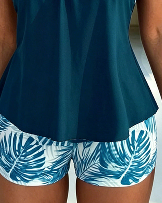 Tankini Lässig Bedruckt Zweiteilig