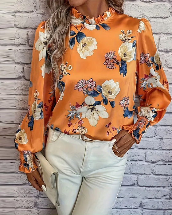 Bluse mit Ballonärmeln und Blumenmuster