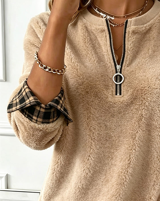 Sweatshirt Farbblock Rundhals