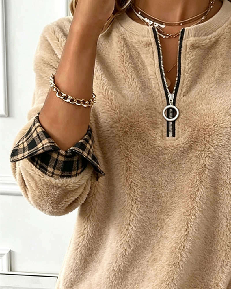 Sweatshirt Farbblock Rundhals